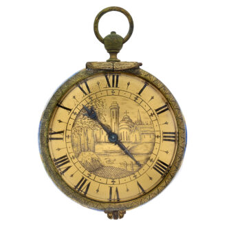 Dutch gilt metal watch with painted enamel scene Circa 1725
