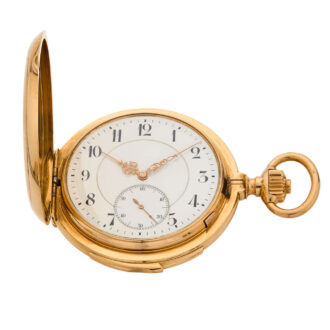 Swiss heavy gold hunting cased minute repeater Circa 1900 Swiss heavy gold hunting cased minute repeater Circa 1900