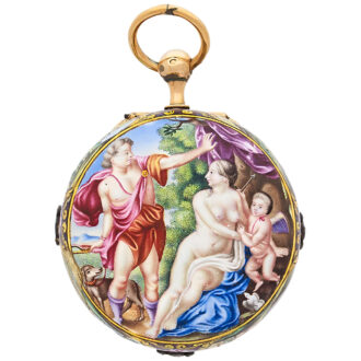 English 20K gold and painted enamel watch Circa 1710