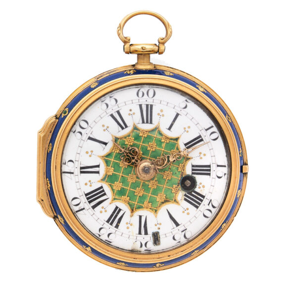 Fine French 18K gold and enamel pocket watch Circa 1750 Fine French 18K gold and enamel pocket watch Circa 1750