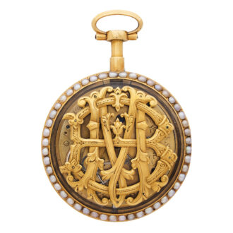 English 18K gold and pearl set pocket watch Circa 1790
