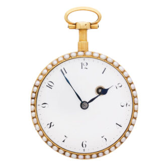 English 18K gold and pearl set pocket watch Circa 1890