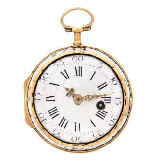 French 18K gold and painted enamel pocket watch Circa 1750