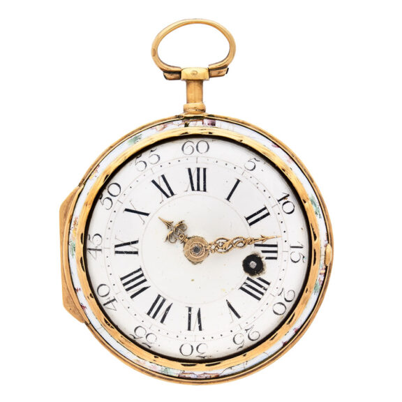 French 18K gold and painted enamel pocket watch Circa 1750 French 18K gold and painted enamel pocket watch Circa 1750