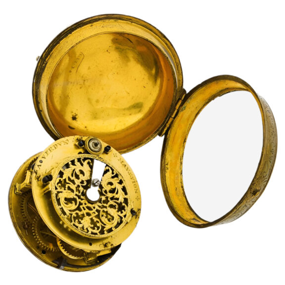 French gilded brass single handed onion watch Circa 1700 French gilded brass single handed onion watch Circa 1700