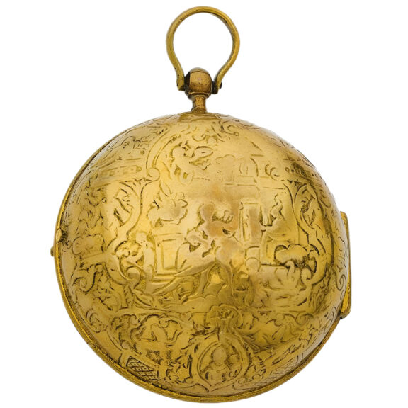 French gilded brass single handed onion watch Circa 1700 French gilded brass single handed onion watch Circa 1700