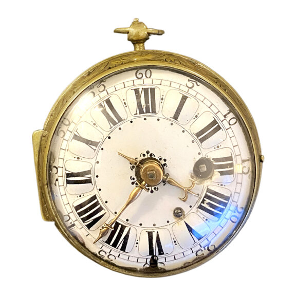 Early and large French gilt brass onion pocket watch Circa 1700