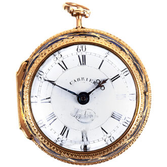 English 18K gold watch with grisaille enamel painting Circa 1770