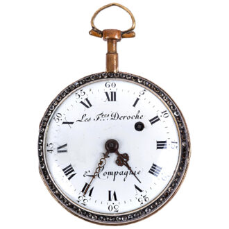 French 18K gold and painted enamel pocket watch Circa 1790