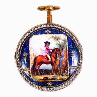 Swiss gilt metal and painted enamel pocket watch Circa 1790