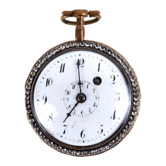 Swiss gilt metal and painted enamel pocket watch Circa 1790