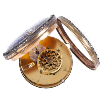 Swiss gilt metal and painted enamel pocket watch Circa 1790