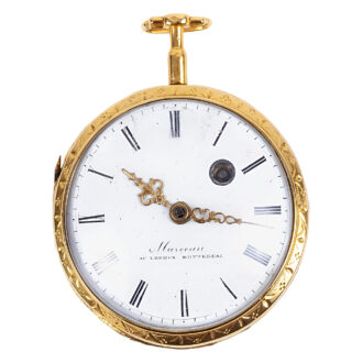 French 18K gold and painted enamel pocket watch Circa 1780