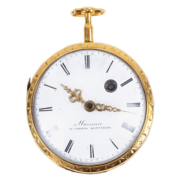 French 18K gold and painted enamel pocket watch Circa 1780 French 18K gold and painted enamel pocket watch Circa 1780