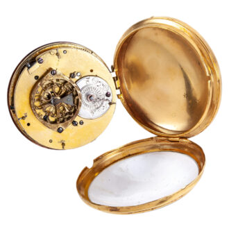 French 18K gold and painted enamel pocket watch Circa 1780