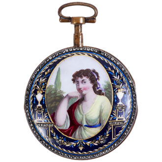 Swiss gilt metal and enamel decorated watch Circa 1790