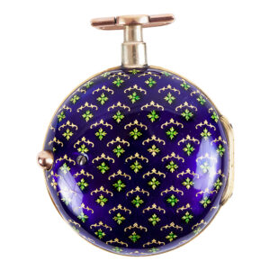 English gold and enamel open faced pocket watch Circa 1770
