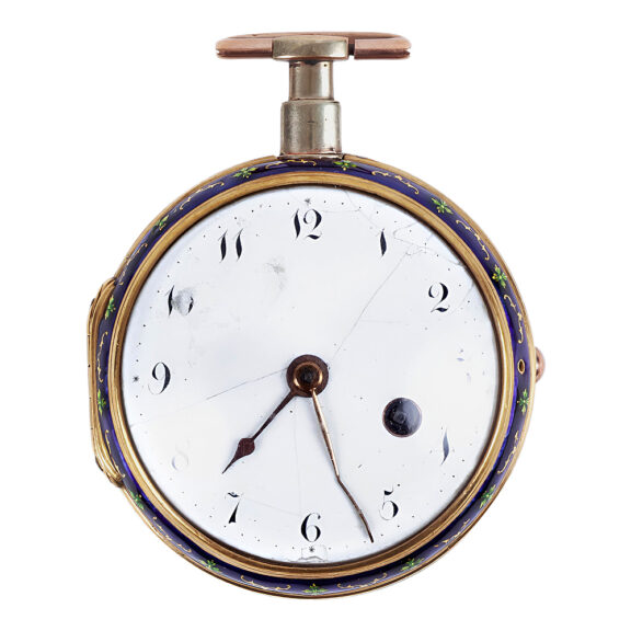 English gold and enamel open faced pocket watch Circa 1770 English gold and enamel open faced pocket watch Circa 1770