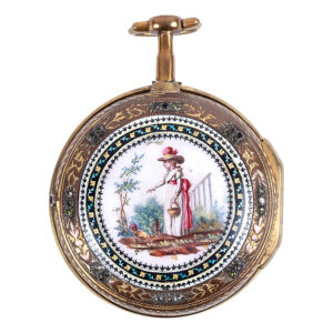 Swiss gilt metal watch with enamel decoration Circa 1790