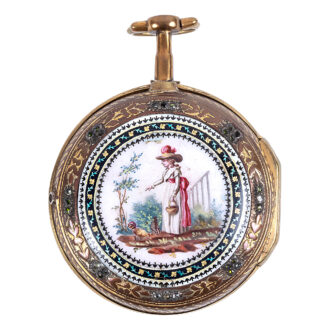 Swiss gilt metal watch with enamel decoration Circa 1790