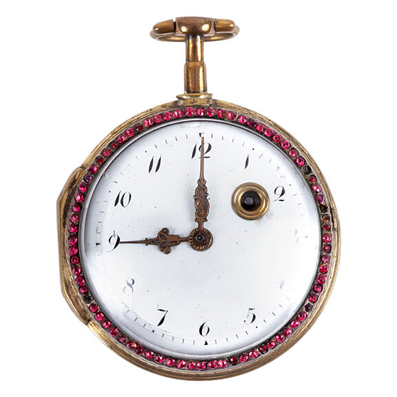 Swiss gilt metal watch with enamel decoration Circa 1790 Swiss gilt metal watch with enamel decoration Circa 1790