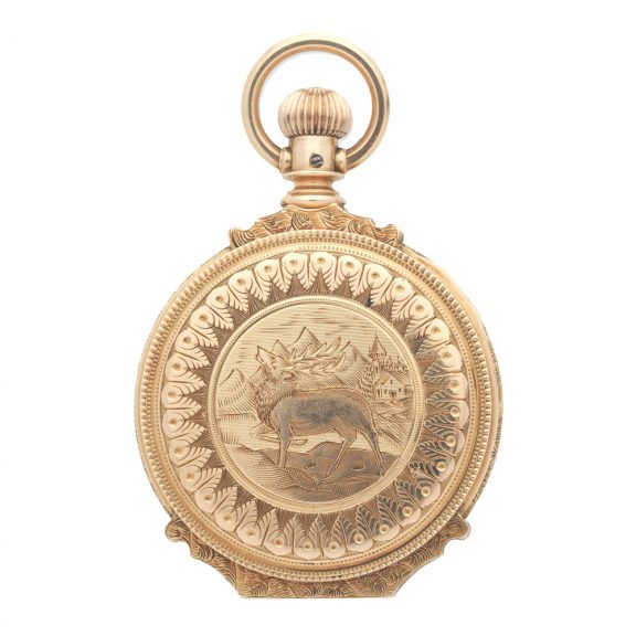 Fine American 14 carat gold decorative pocket watch Circa 1890