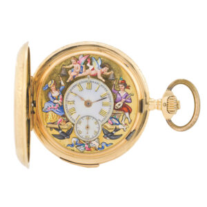 Swiss flower girl & minstrel minute repeater & automaton watch Circa 1890