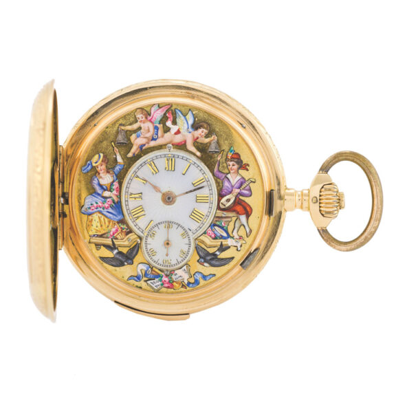 Swiss flower girl & minstrel minute repeater & automaton watch Circa 1890
