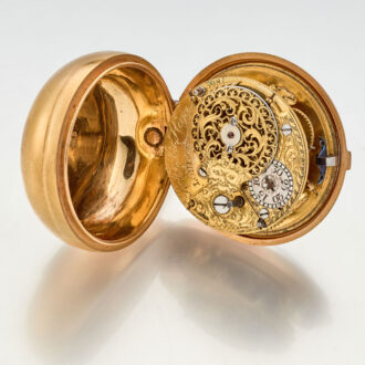 An English verge in 20 carat gold repousse pair cases Circa 1780