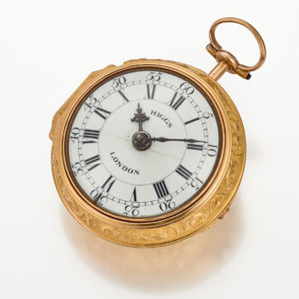 An English verge in 20 carat gold repousse pair cases Circa 1780