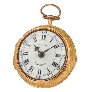 An English verge in 20 Carat gold repousse pair cases Circa 1780