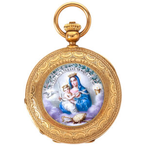 Swiss gold full hunter with enamel paintings Circa 1900