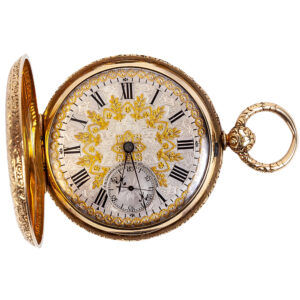 English 18K yellow gold full hunter pocket watch Circa 1865