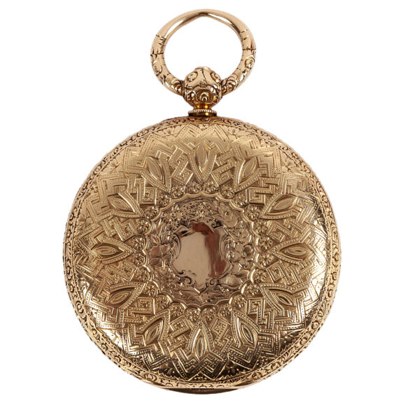 English 18K yellow gold full hunter pocket watch Circa 1865 English 18K yellow gold full hunter pocket watch Circa 1865