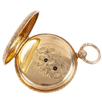 English 18K yellow gold full hunter pocket watch Circa 1865