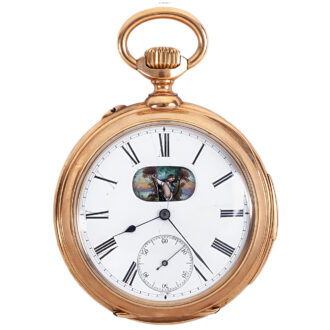 Swiss gold quarter repeating erotic pocket watch Circa 1890