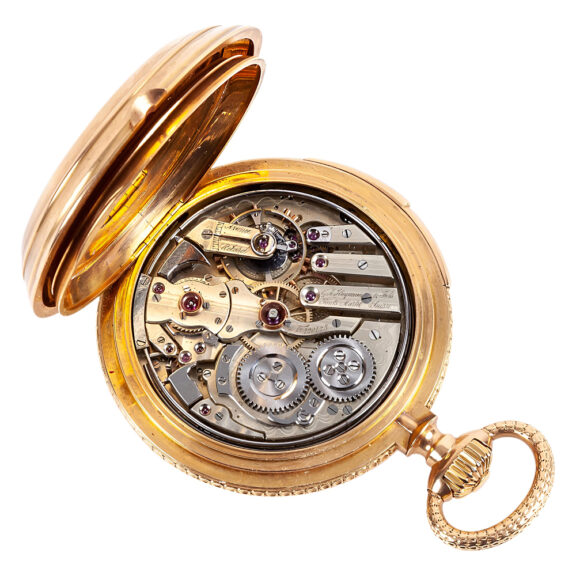 Swiss gold full hunter minute repeating pocket watch Circa 1890 Swiss gold full hunter minute repeating pocket watch Circa 1890