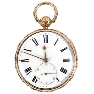 Swiss 18K yellow gold open faced pocket watch Circa 1875