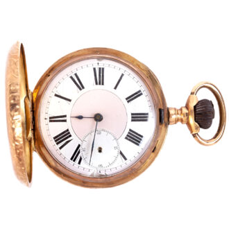 Swiss 18K yellow gold full hunter pocket watch Circa 1890