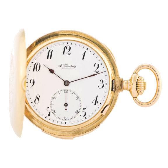 Swiss large and heavy keyless pink gold minute repeater Circa 1910