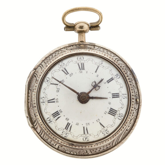 English verge with date in repousse pair cases Circa 1790 English verge with date in repousse pair cases Circa 1790
