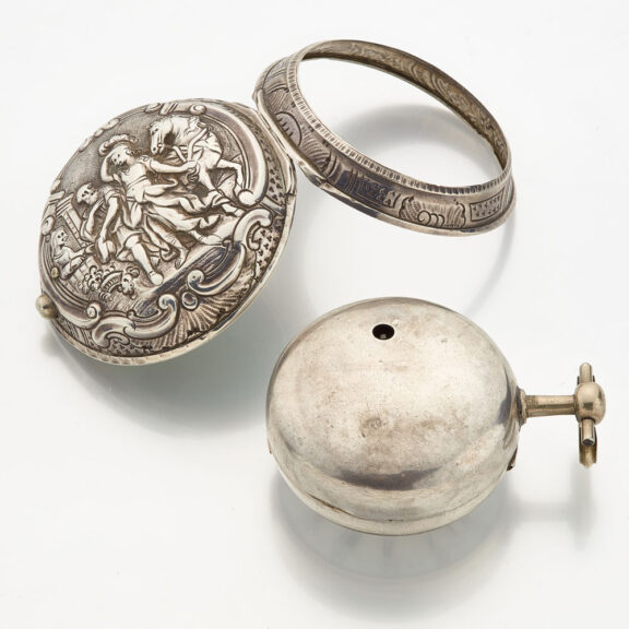 English verge with date in repousse pair cases Circa 1790 English verge with date in repousse pair cases Circa 1790