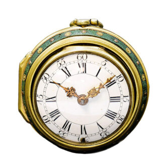 English gilt and shagreen leather pair cased watch Circa 1760