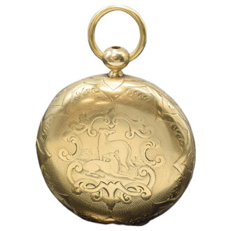English 14K yellow gold full hunter pocket watch Circa 1850
