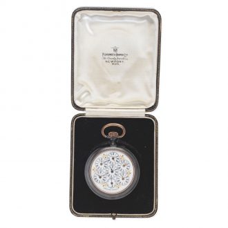 Rare Swiss gunmetal lever watch with six time zones Circa 1890