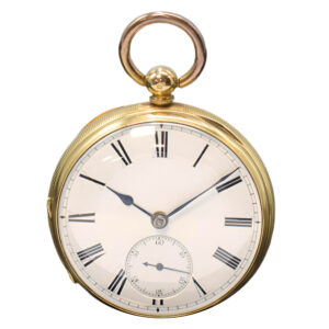 English 18K yellow gold open faced pocket watch Circa 1830