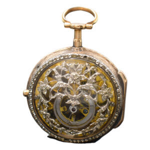 French rare diamond set skeletonized verge watch Circa 1780