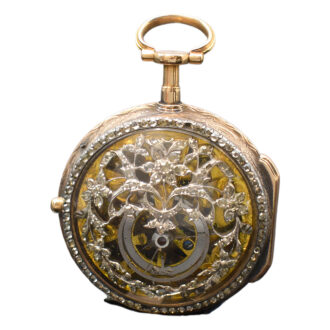 French rare diamond set skeletonized verge watch Circa 1780
