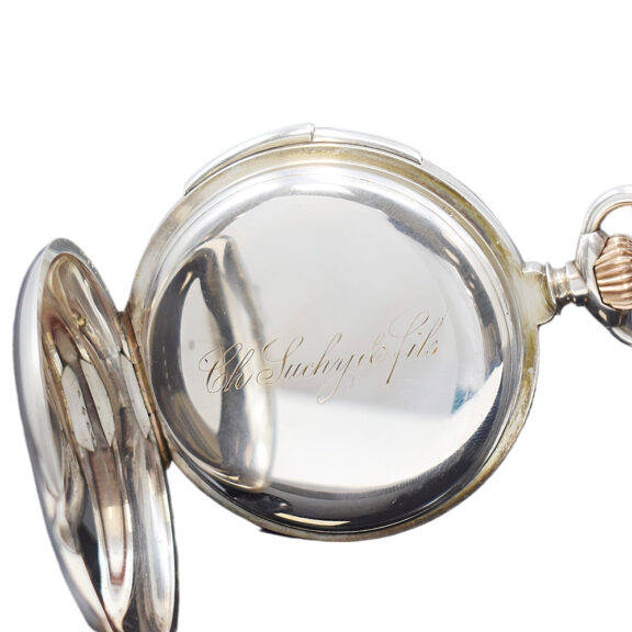 Swiss silver full hunter minute repeating pocket watch Circa 1900 Swiss silver full hunter minute repeating pocket watch Circa 1900