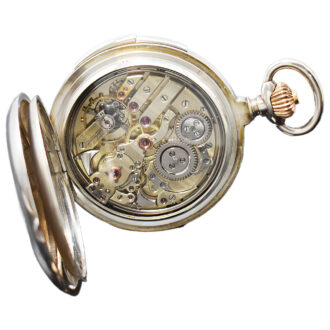 Swiss silver full hunter minute repeating pocket watch Circa 1900